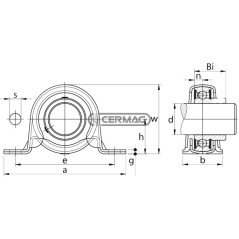 Soporte de cojinete recto de chapa metálica serie SBPP, diámetro 20 mm, 64661