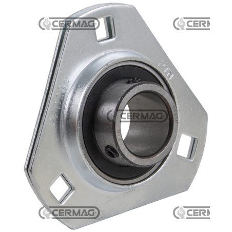Soporte triangular de chapa metálica con cojinete, serie SBPFD - SBPFT. Diámetro 30 mm. 64669 | NewgardenAgri.com