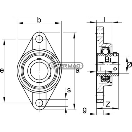 Soporte de cojinete autoalineable con brida Serie UCFL Diámetro 40 mm 62471