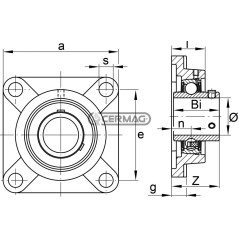UCF Series Square Flange Self-Aligning Bearing Unit Diameter 35 mm 62486