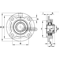 Soporte de cojinete autoalineable con brida redonda Serie UCFC Diámetro 55 mm 62499