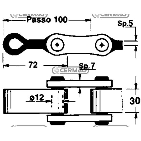 Catena a piastra passo 100 62913