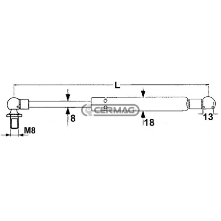 Molla a gas Forza 230 N Lunghezza min/max 304 - 502 mm 65446 STABILUS