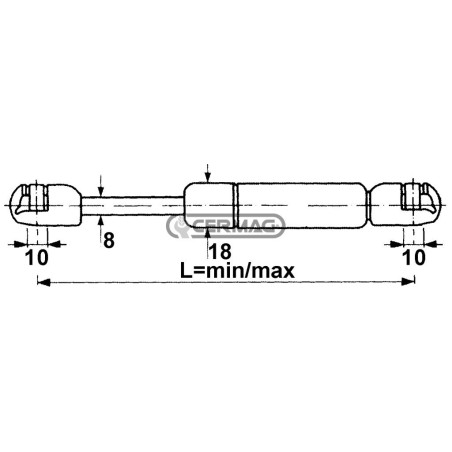 Molla a gas Forza 200 N Lunghezza min/max 245 - 405 mm 64681 STABILUS