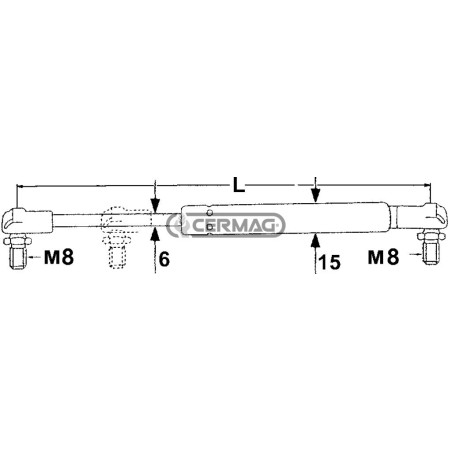 Molla a gas Forza 100 N Lunghezza min/max 136 - 196 mm 64705 STABILUS