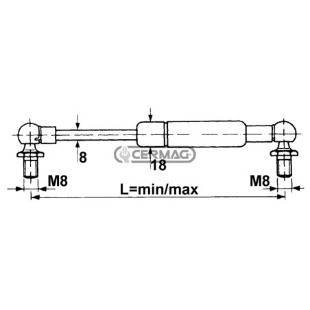 Molla a gas Forza 350 N Lunghezza min/max 265 - 445 mm 64694 STABILUS