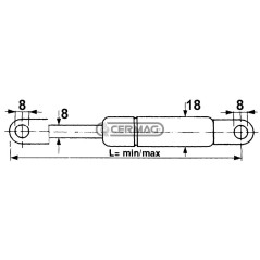Molla a gas Forza 150 N Lunghezza min/max 285 - 485 mm 64698 STABILUS