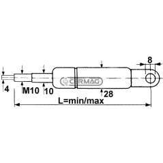 Molla a gas Forza 330 N Lunghezza min/max 181 - 230 mm 64672 STABILUS