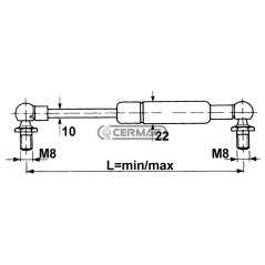 Molla a gas Forza 900 N Lunghezza min/max 435 - 785 mm 64692 STABILUS
