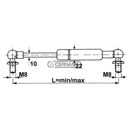 Ressort à gaz Force 900 N Longueur min/max 435 - 785 mm 64692 STABILUS