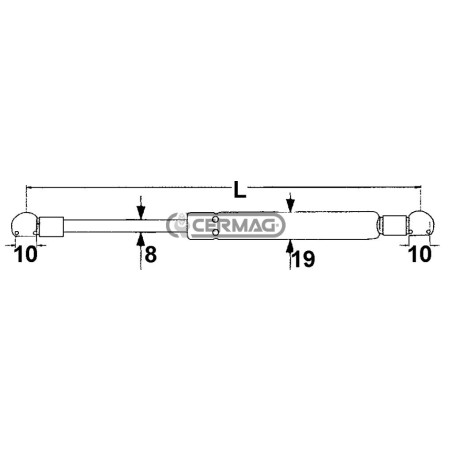 Molla a gas Forza 250 N Lunghezza min/max 200 - 325 mm 63379 MadeinItaly