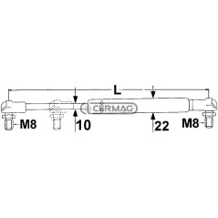 Molla a gas Forza 750 N Lunghezza min/max 340 - 575 mm 63381 MadeinItaly