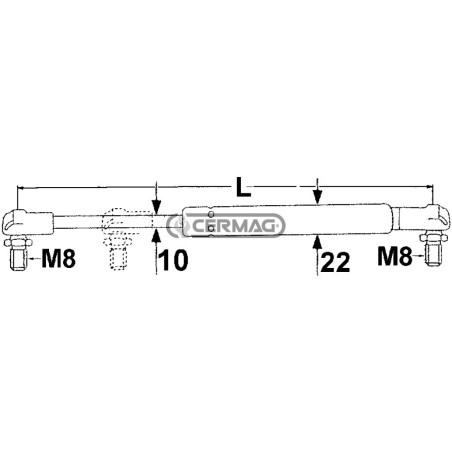 Fuerza del resorte de gas 750 N Longitud mín./máx. 340 - 575 mm 63381 Fabricado en Italia