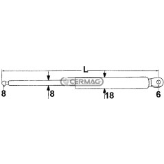 Molla a gas Forza 250 N Lunghezza min/max 175 - 255 mm 63388 MadeinItaly
