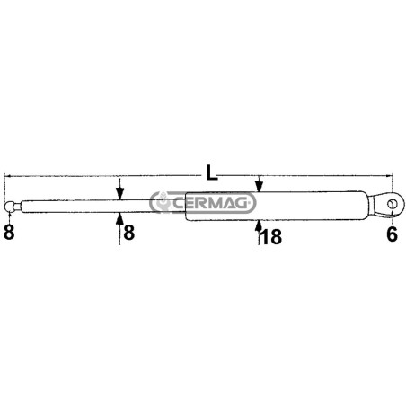 Molla a gas Forza 250 N Lunghezza min/max 175 - 255 mm 63388 MadeinItaly