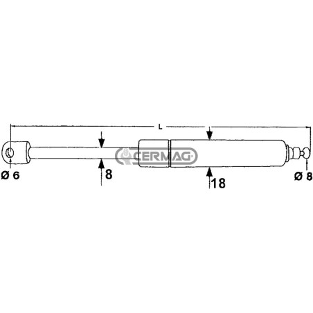 Molla a gas Forza 240 N Lunghezza min/max 160 - 260 mm 63391 MadeinItaly