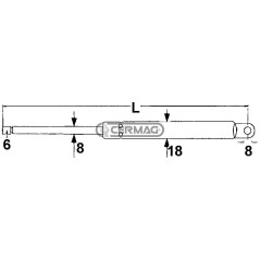 Molla a gas Forza 200 N Lunghezza min/max 145 - 215 mm 63396 MadeinItaly