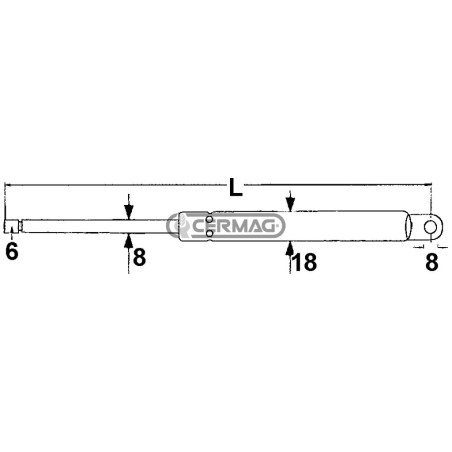 Fuerza del resorte de gas 200 N Longitud mín./máx. 145 - 215 mm 63396 Fabricado en Italia