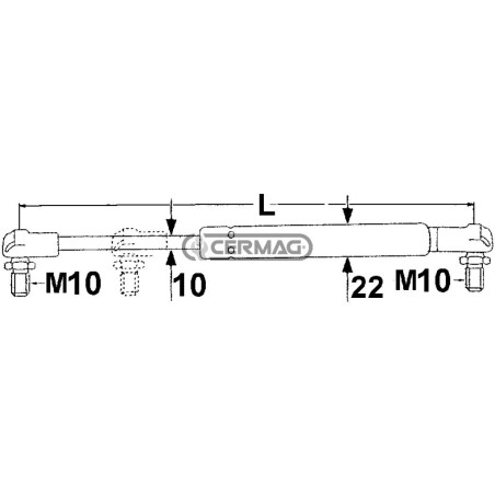 Molla a gas Forza 280 N Lunghezza min/max 210 - 305 mm 63398 MadeinItaly