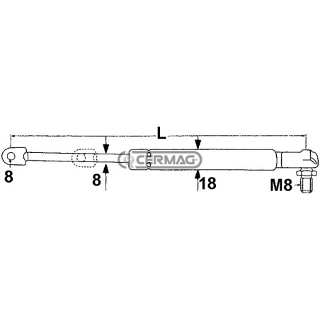 Molla a gas Forza 150 N Lunghezza min/max 285 - 450 mm 63401 MadeinItaly