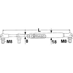 Molla a gas Forza 500 N Lunghezza min/max 145 - 205 mm 63405 MadeinItaly