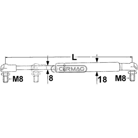 Molla a gas Forza 500 N Lunghezza min/max 145 - 205 mm 63405 MadeinItaly