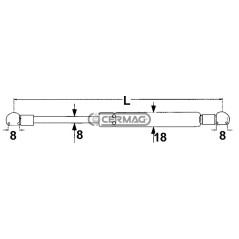 Ressort à gaz Force 150 N Longueur min/max 230 - 390 mm 64490 Fabriqué en Italie