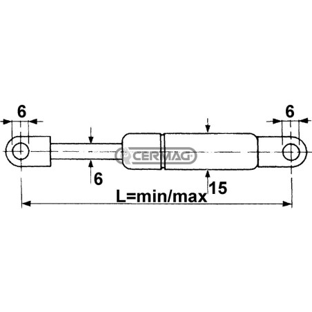 Molla a gas Forza 150 N Lunghezza min/max 150 - 225 mm 61780 MadeinItaly