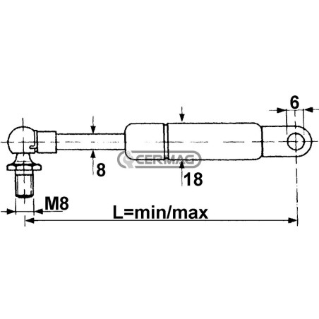Molla a gas Forza 300 N Lunghezza min/max 160 - 250 mm 61783 MadeinItaly