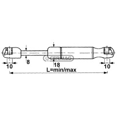 Fuerza del resorte de gas: 510 N. Longitud mín./máx.: 357 - 550 mm. 64683 STABILUS