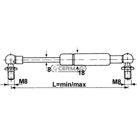 Molla a gas Forza 250 N Lunghezza min/max 245 - 405 mm 64701 STABILUS