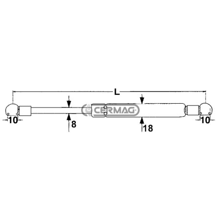 Molla a gas Forza 220 N Lunghezza min/max 305 - 520 mm 63415 MadeinItaly