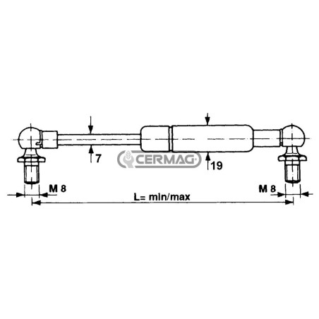 Molla a gas Forza 100 N Lunghezza min/max 240 - 340 mm 64677 STABILUS