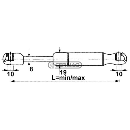 Molla a gas Forza 800 N Lunghezza min/max 360 - 540 mm 64679 STABILUS