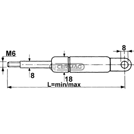 Fuerza del resorte de gas 180 N Longitud mín./máx. 145 - 210 mm 61786 Hecho en Italia