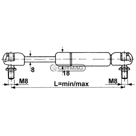 Molla a gas Forza 300 N Lunghezza min/max 165 - 255 mm 61787 MadeinItaly