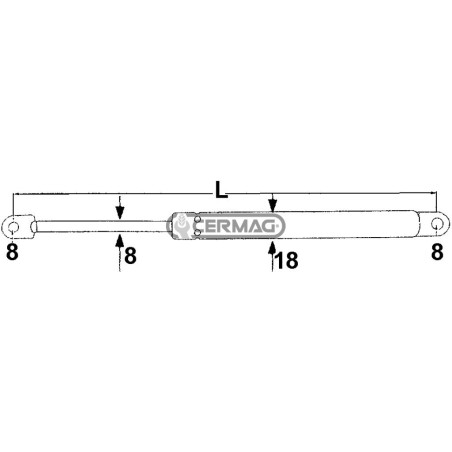 Molla a gas Forza 275 N Lunghezza min/max 165 - 255 mm 63416 MadeinItaly