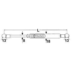 Molla a gas Forza 350 N Lunghezza min/max 190 - 280 mm 63422 MadeinItaly