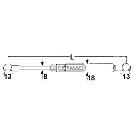 Molla a gas Forza 350 N Lunghezza min/max 190 - 280 mm 63422 MadeinItaly