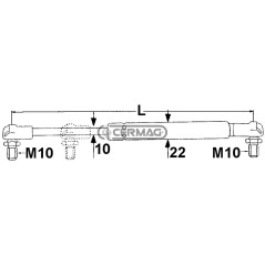 Ressort à gaz Force 500 N Longueur min/max 310 - 505 mm 63423 Fabriqué en Italie