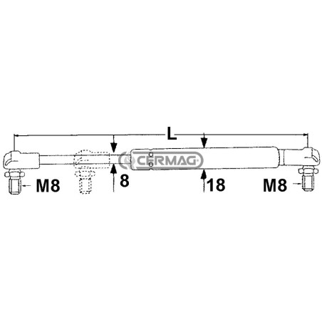 Molla a gas Forza 570 N Lunghezza min/max 255 - 385 mm 61782 MadeinItaly