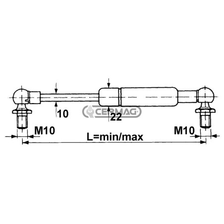 Molla a gas Forza 470 N Lunghezza min/max 250 - 390 mm 61797 MadeinItaly