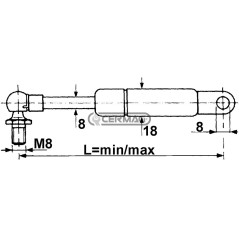 Molla a gas Forza 110 N Lunghezza min/max 215 - 330 mm 61798 MadeinItaly