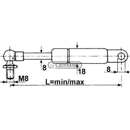 Fuerza del resorte de gas 110 N Longitud mín./máx. 215 - 330 mm 61798 Fabricado en Italia