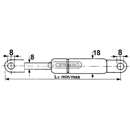 Molla a gas Forza 250 N Lunghezza min/max 170 - 260 mm 61799 MadeinItaly