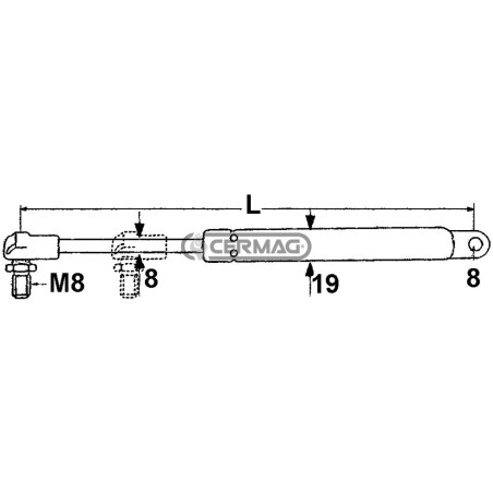 Molla a gas Forza 170 N Lunghezza min/max 200 - 320 mm 63394 MadeinItaly