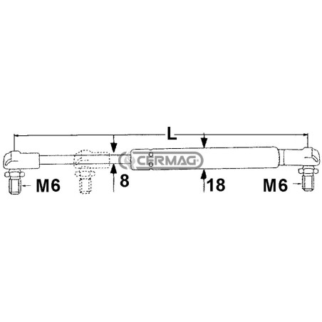 Fuerza del resorte de gas 210 N Longitud mín./máx. 295 - 500 mm 63399 Fabricado en Italia