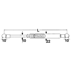 Molla a gas Forza 750 N Lunghezza min/max 165 - 240 mm 63412 MadeinItaly