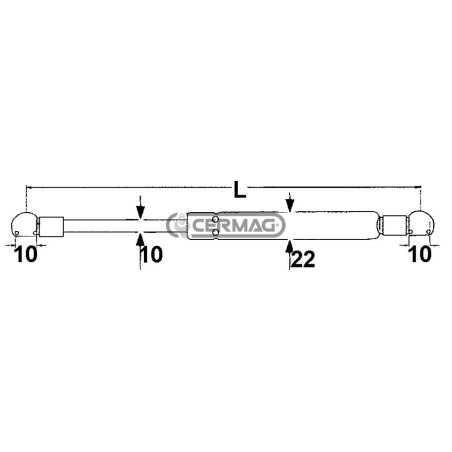 Fuerza del resorte de gas 750 N Longitud mín./máx. 165 - 240 mm 63412 Fabricado en Italia