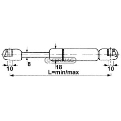 Molla a gas Forza 200 N Lunghezza min/max 299.5 - 519.5 mm 65475 STABILUS